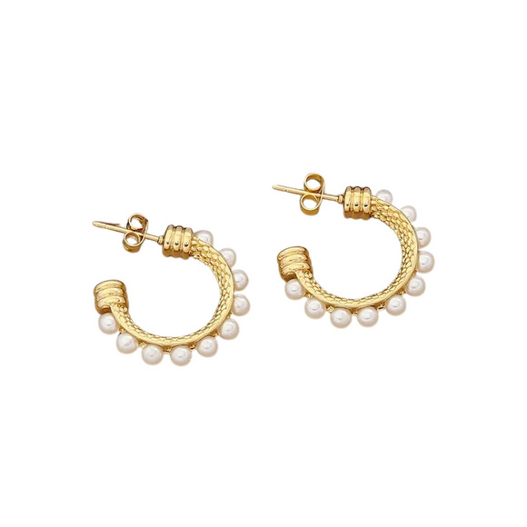 Glass Pearl Hoops