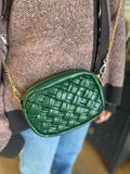 Woven Evergreen Crossbody Bag