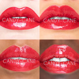 Candy-Cane shade swatch on four skin tones