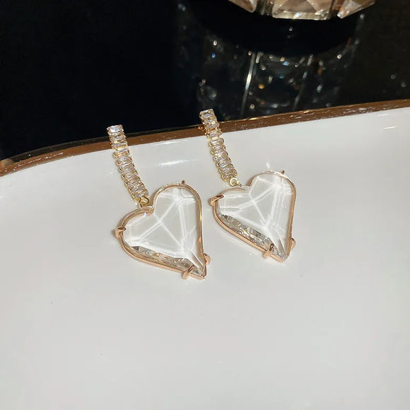 Crystal Clear Heart Statement Earrings