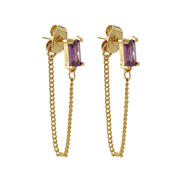 Dainty Gem Chain Earrings